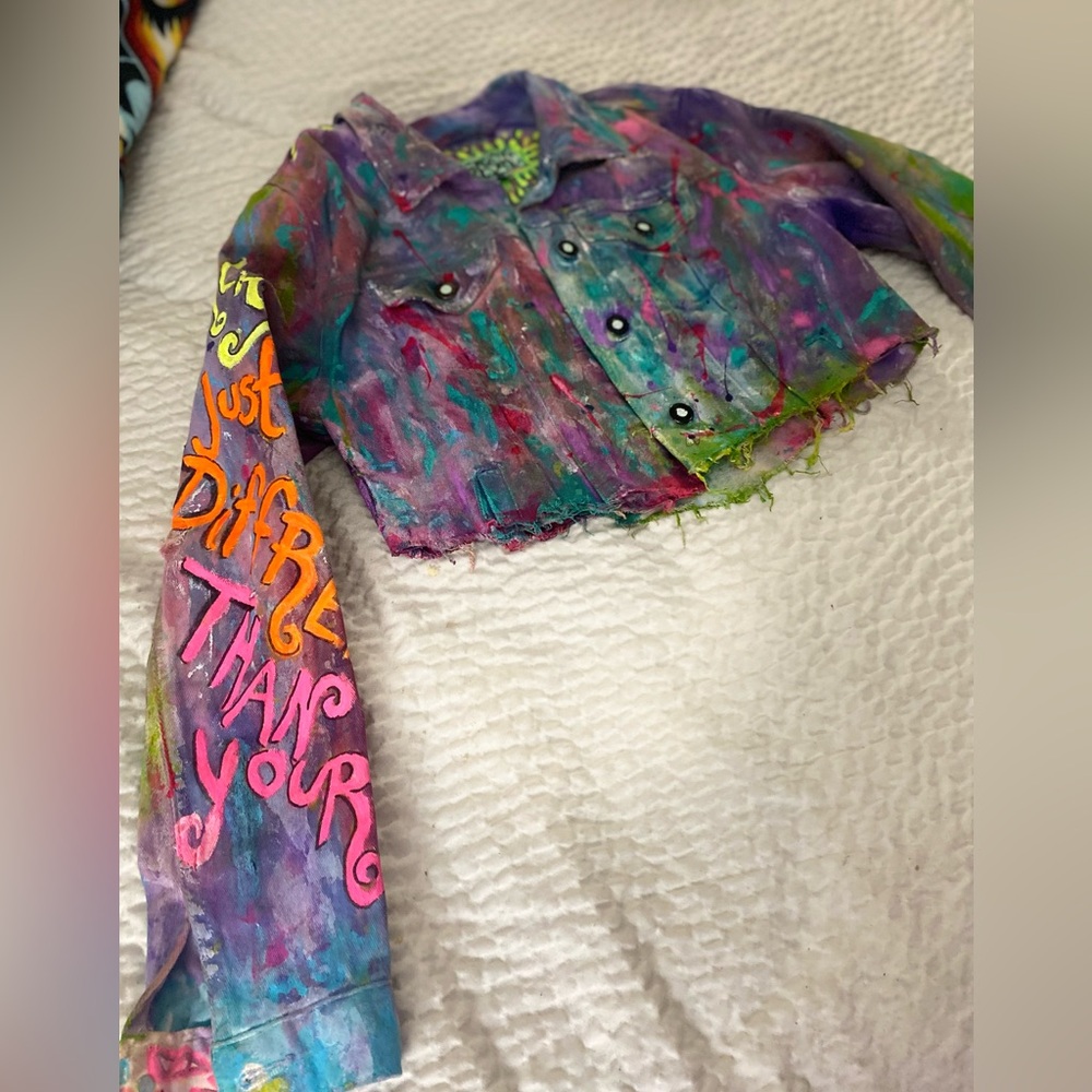 One of a kind Alice in wonderland Cheshire Cat Jean jacket